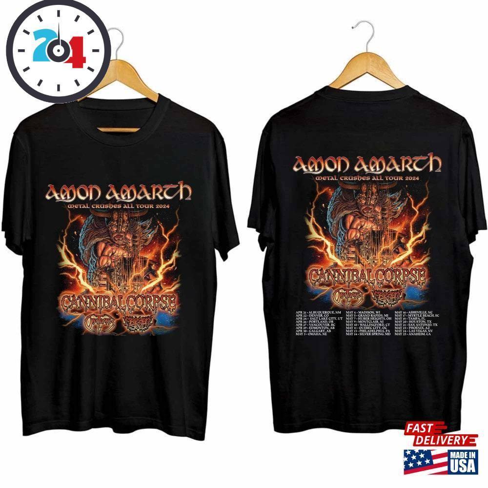 Amon Amarth Band Shirt Metal Crushes All Tour Concert T-Shirt 2 Sided